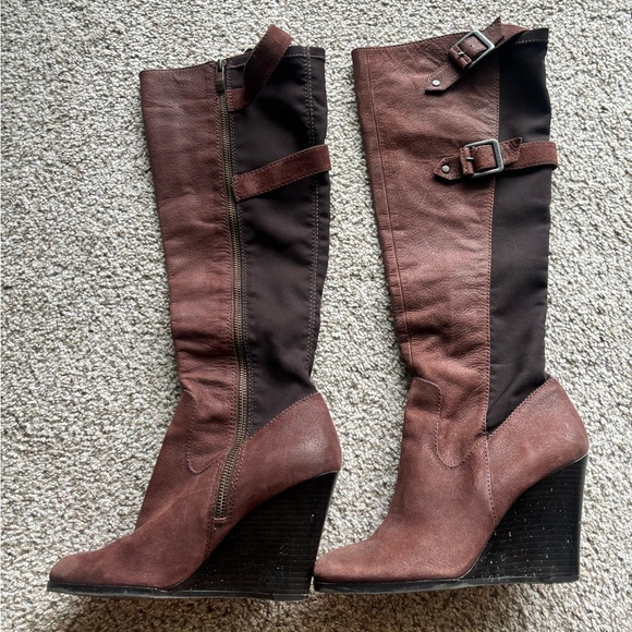 Vince Camuto Brown Tall Leather Boot | 8 - Picture 1 of 4